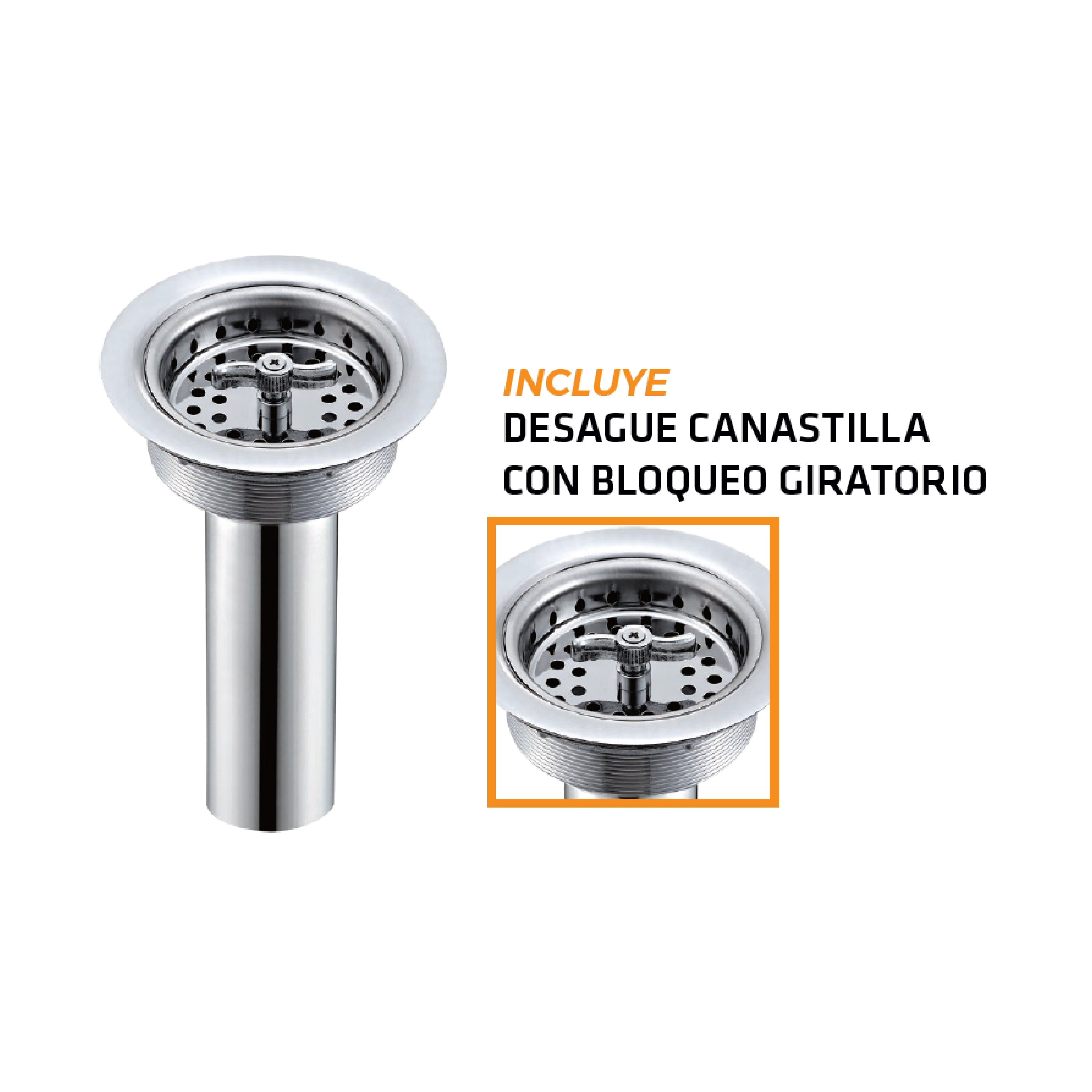 Desagüe Canastilla de Bloqueo Giratorio de Acero Inox Cromado 4" Fratelli Signature